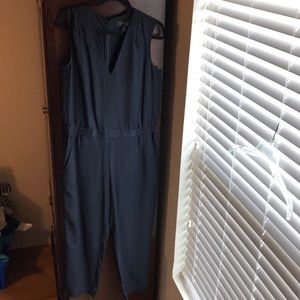 J Crew Drapey Oxford Crepe V-Neck Jumpsuit